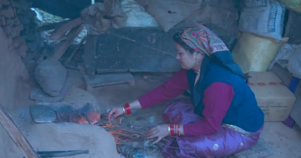 Belle Donne Indiane Che Lavorano Nel Villaggio Preparare Cibo Mela — Video Stock
