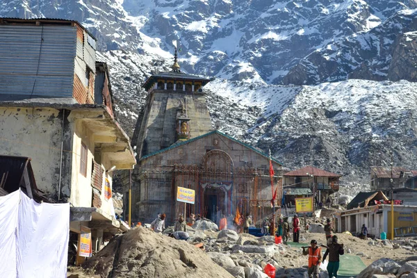 Templo Kedarnath Reabre Para Los Peregrinos Después Del Desastre Kedarnath — Foto de Stock