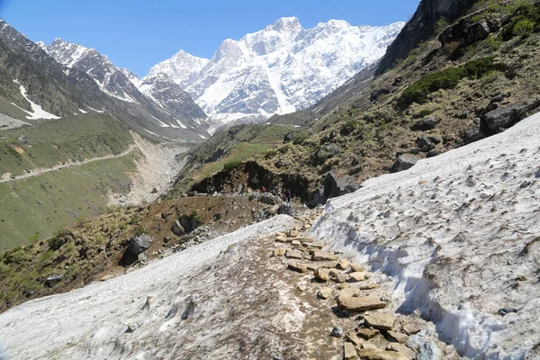 Rudarprayag Uttarakhand India Mayo 2014 Proyecto Kedarnath Trabajador Reconstruyendo Camino — Foto de Stock