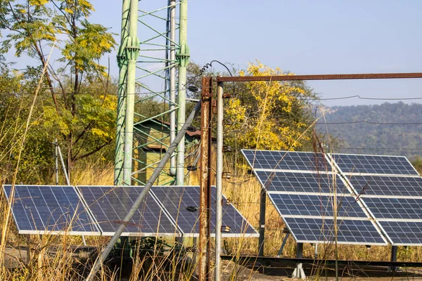 stock image Illuminating Uttarakhand's future clean energy with the transformative power of solar plates.High quality image 