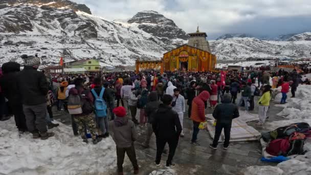 Dehradun Uttarakhand Índia Maio 2023 Sombra Divino Multidão Kedarnath Tece — Vídeo de Stock