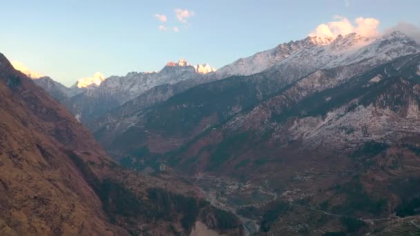 Joshimaths Mountain Peaks Majesty Nature Showcased Every Panoramic View High — Stock Video