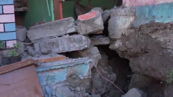 Midst Joshimath Crises Homes Bear Heartbreaking Weight Broken Walls High — Stock Video