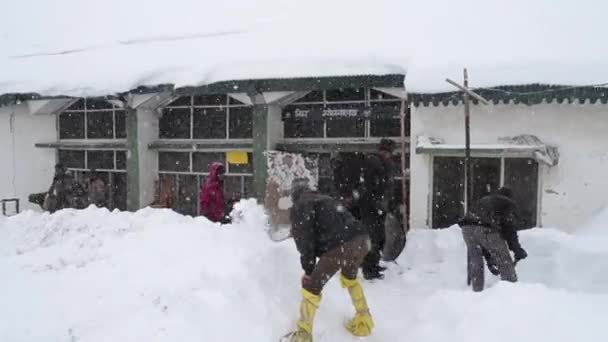 Rudraprayag Uttarakhand India Febrero 2020 Obrero Reabriendo Kedarnath Trek Bloqueado — Vídeos de Stock