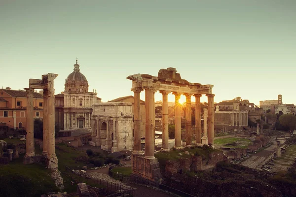 Panorama Forum Romanum Vid Soluppgången Rom Stad Italien — Stockfoto
