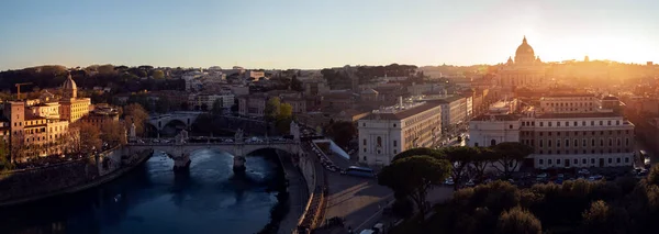 Panorama Rzymu Watykanu Zachodzie Słońca Włochy — Zdjęcie stockowe