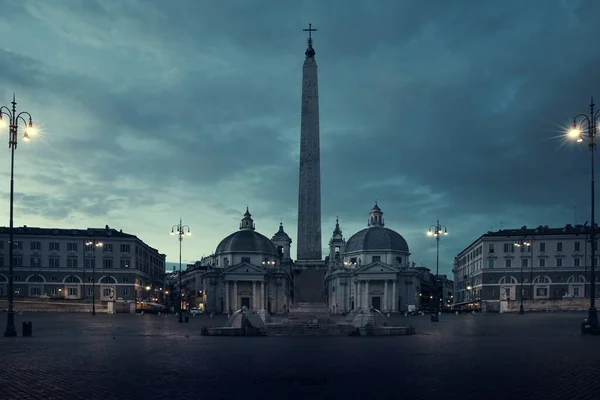 Panorama Piazza Del Popolo Nocy Rzymie Włochy Zdjęcia Stockowe bez tantiem
