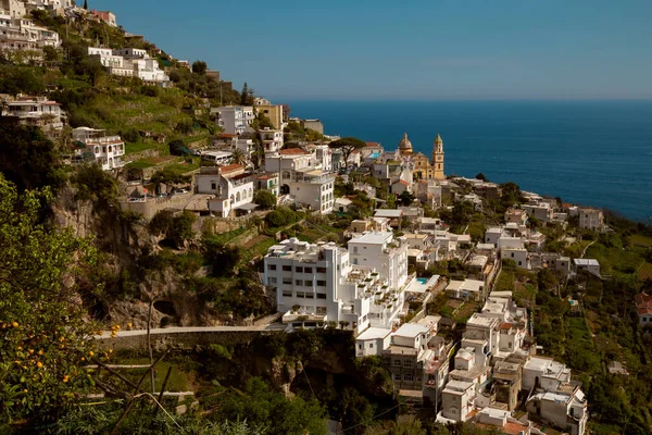 Panorama Över Staden Praiano Och Amalfikusten Kampanien Italien — Stockfoto