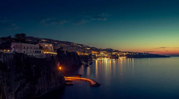 Panorama Der Stadt Sorrent Bei Nacht Kampanien Italien — Stockfoto