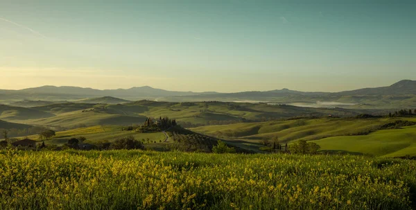 Panorama Del Paisaje Toscano Val Orcia Toscana Italia — Foto de Stock