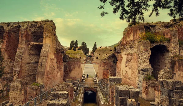 Panorama Amfiteatru Flavian Mieście Pozzuoli Neapol Włochy Zdjęcia Stockowe bez tantiem