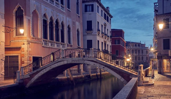 Panorama Der Stadt Venedig Bei Nacht Italien Stockbild