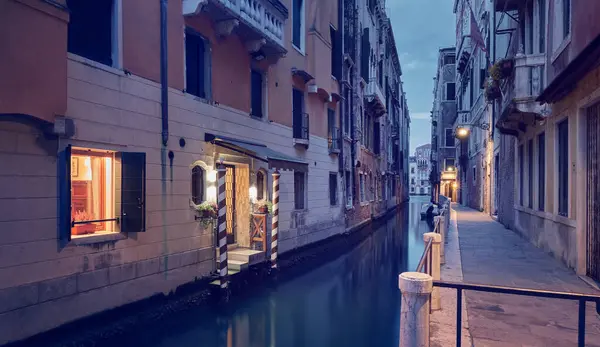 Panorama Van Venetië Stad Nachts Italië Rechtenvrije Stockfoto's