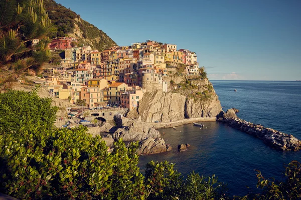 Schöne Aussicht Auf Manarola Stadt Der Region Cinque Terre Italien lizenzfreie Stockfotos