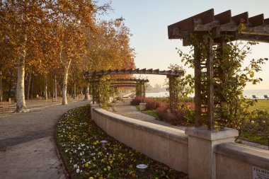 Promenade by Balaton lake in Balatonfured town, Hungary clipart