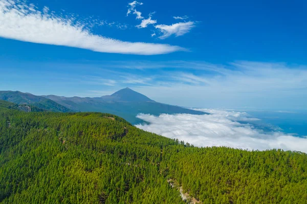 Foto Aérea Monte Teide Distância Acima Das Nuvens Vulcão Parque — Fotografia de Stock
