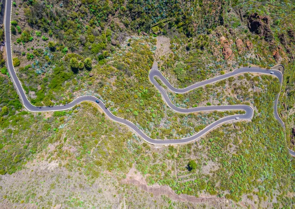Veduta Aerea Una Strada Serpentina Estremamente Tortuosa Nell Isola Tenerife — Foto Stock