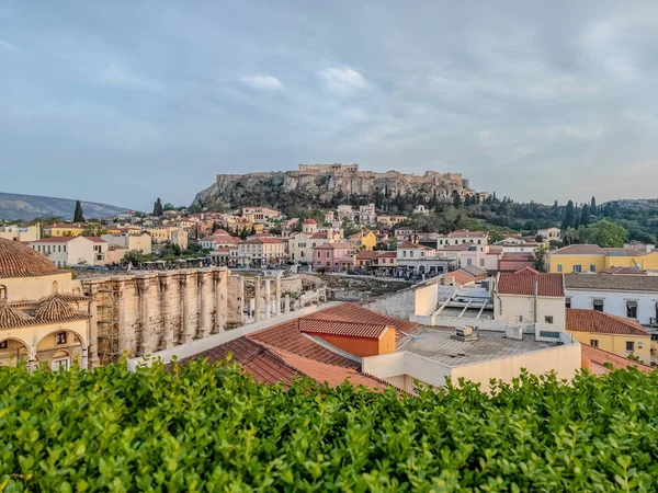 stock image The Acropolis of Athens in Greece. Panoramic view of Athens city with the Parthenon Temple on top of the hill during a summer day