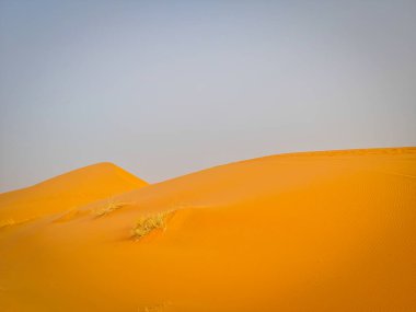 Sahra Çölü 'ndeki güzel kum tepeleri, Merzouga, Fas, Kuzey Afrika
