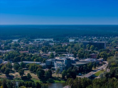 Druskininkai, Lithuania. Aerial panoramic drone view of Lithuanian SPA resort clipart