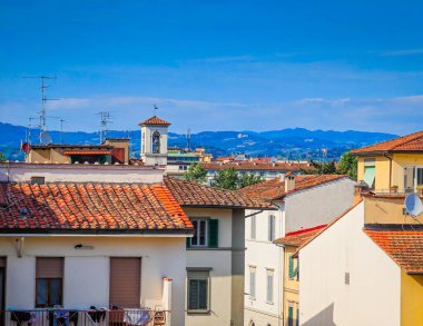 Floransa, Toskana, İtalya. Firenze 'nin çatılı panoramik manzarası