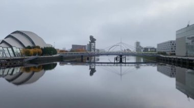 Clydeport Crane at Finnieston next to the Clyde Arc bridge in Glasgow UK