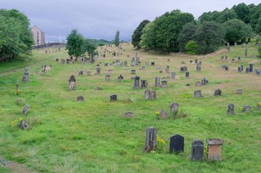Sighthill cemetery old headstones in Glasgow graveyard UK