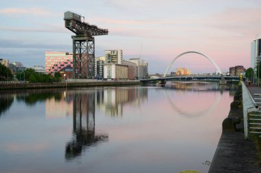 Clydeport Crane at Finnieston next to the Clyde Arc bridge in Glasgow UK