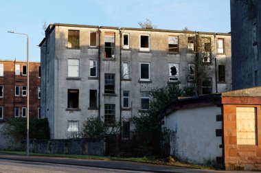 Linwood UK 'de sosyal yardım sorunları olan fakir konutlardaki konutlar