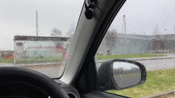 Rain Heavy Downfall Storm View Car Window — Stock Video