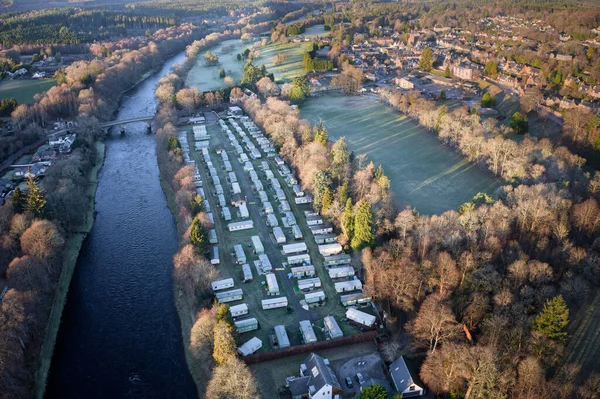 Luchtfoto Van Caravan Park Banchory Dorp Aberdeenshire — Stockfoto