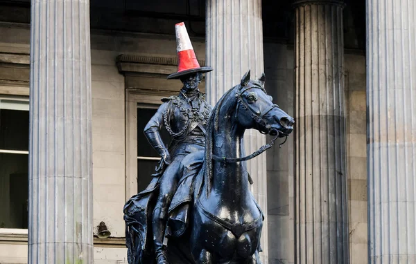 Конная Статуя Артура Уэлсли Герцога Веллингтона Глазго Великобритания — стоковое фото