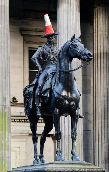 Конная Статуя Артура Уэлсли Герцога Веллингтона Глазго Великобритания — стоковое фото