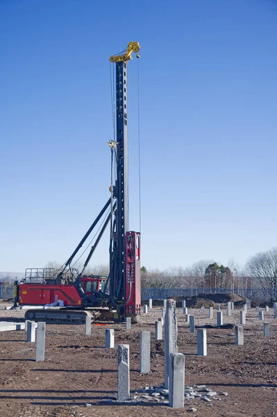 Piling rig machine on construction site for groundworks UK