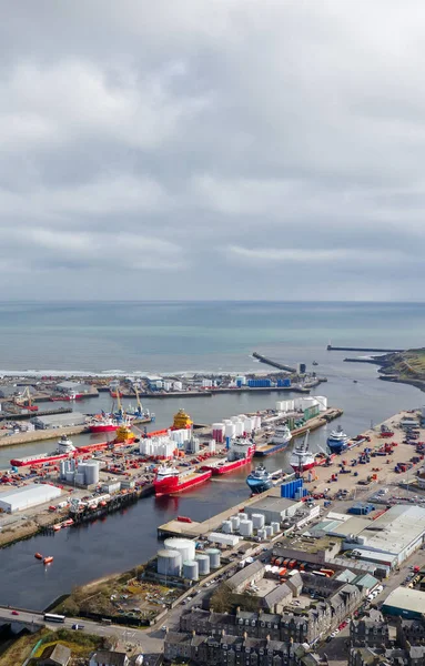 Hafen Von Aberdeen Und Schiffe Von Oben Betrachtet — Stockfoto