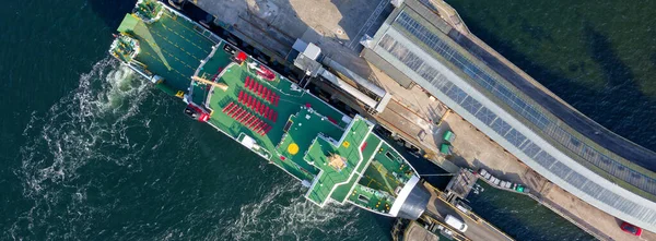 stock image Ferry ship arriving at Scottish town of Wemyss Bay UK