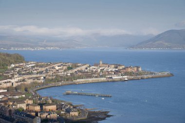 Gourock aerial view from Lyle Hill in Greenock, Inverclyde, UK clipart