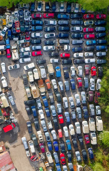 stock image Scrap metal recycling compound viewed from above UK