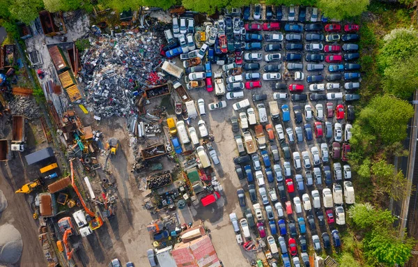 Scrap Metal Recycling Compound Viewed — Stock Photo, Image