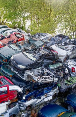 Scrap metal recycling compound viewed from above UK