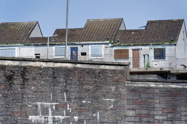 stock image Council flats in poor housing estate with many social welfare issues in Port Glasgow UK