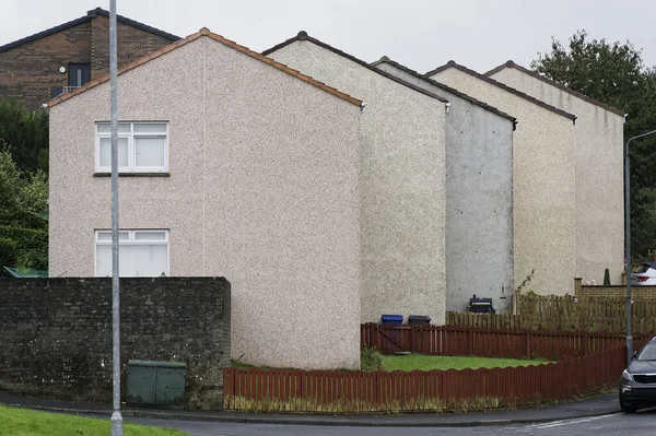 Council flats in poor housing estate with many social welfare issues in Port Glasgow UK
