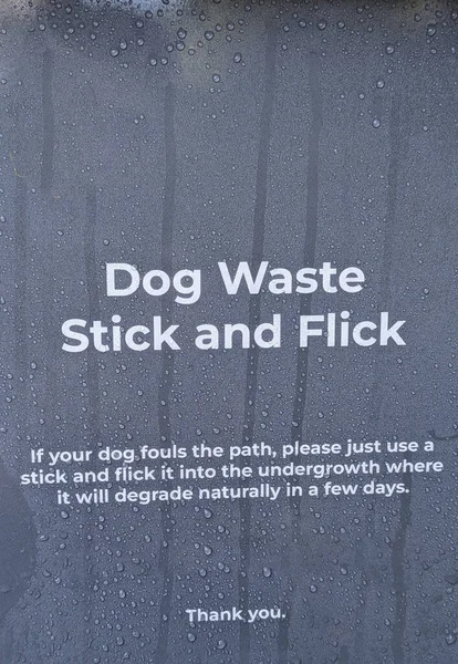 Dog waste stick and flick sign to naturally degrade waste UK