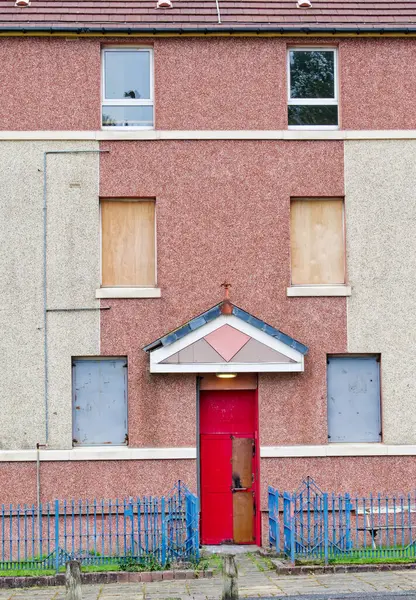 Derelict council flats in poor housing estate in Glasgow UK