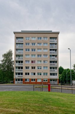 Aberdeen İngiltere 'deki Torry' de sosyal yardım sorunları olan fakir konutlardaki konutlar.