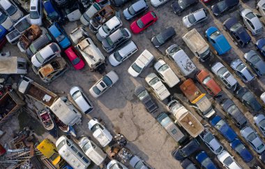 Scrap metal recycling compound viewed from above UK
