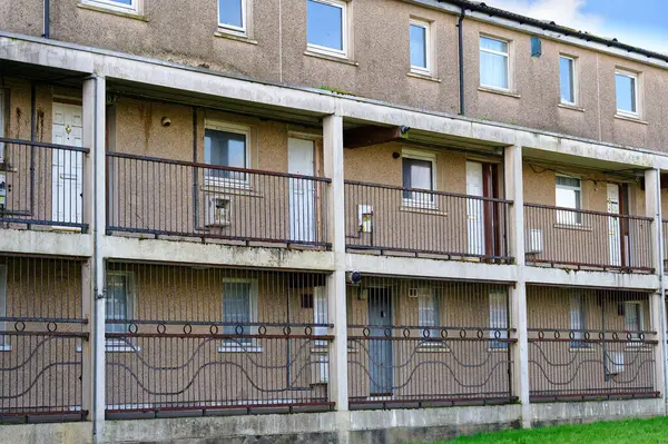 Council flats in poor housing estate in Glasgow UK