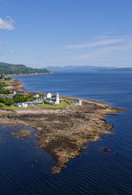 Aerial view of Toward Point Lighthouse near Dunoon in Argyll and Bute UK clipart