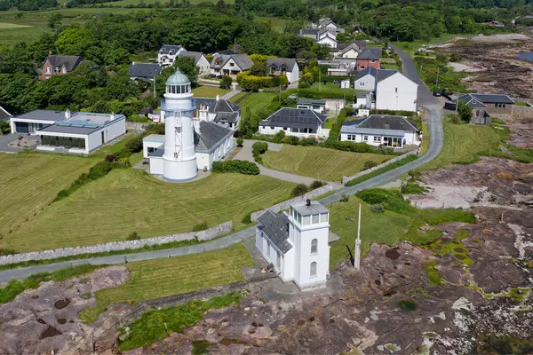 stock image Aerial view of Toward Point Lighthouse near Dunoon in Argyll and Bute UK