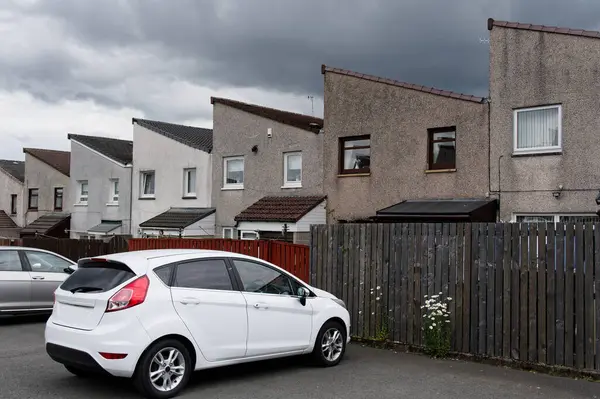 stock image Council flats in poor housing estate in Glasgow UK